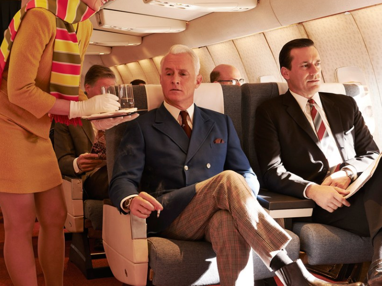 Mad Men - Roger Sterling and Don Draper on business travel plane flight