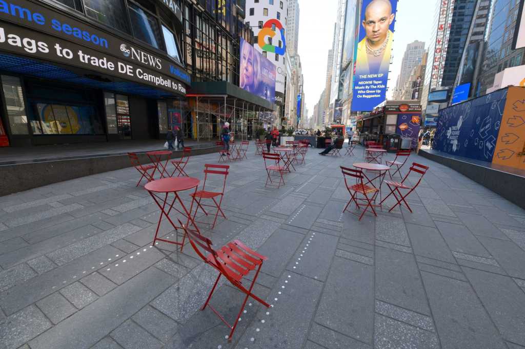 Empty Times Square during remote work